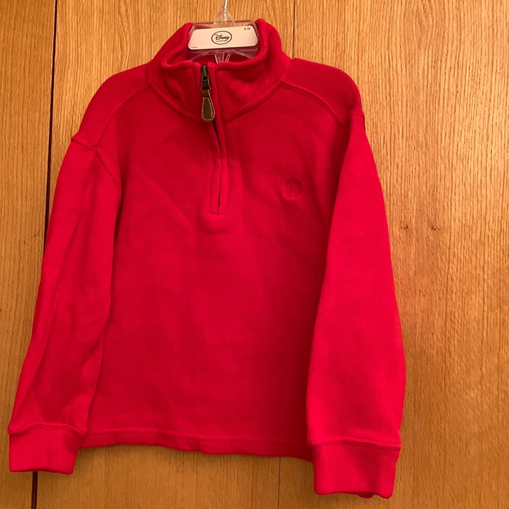 Chaps Ralph Lauren boy’s size 5 red cotton knit pullover too sweater 1/4 zip EUC